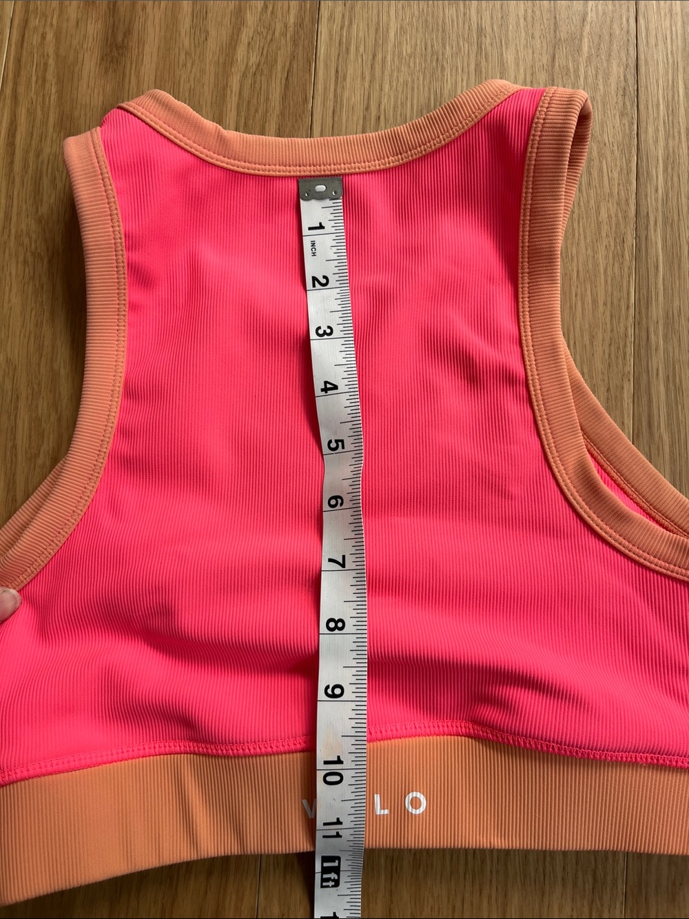 Wilothelabel Rib Contrast Long Rqcer Pink & Peach Ribbed Sports Bra size M - Picture 6 of 6